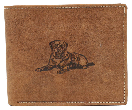 Men's Leather Wallet with Dog Motif RFID N992-CHM-DOG-1 Cognac