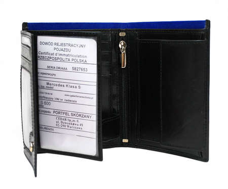 Men's leather wallet N4-RVT-6887 Black+Navy