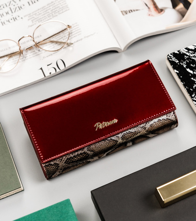 Portfel skórzany RFID PETERSON PTN BS-490 SN Red