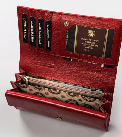 Portfel skórzany RFID PETERSON PTN PL-411 Red+Black