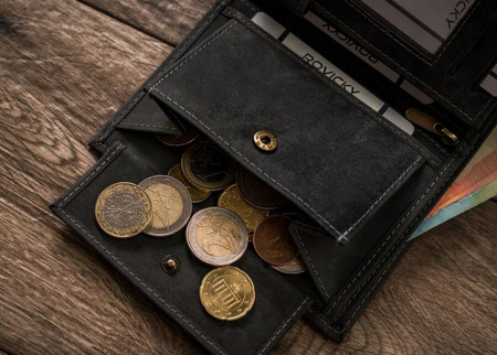 Męski portfel z naturalnej skóry nubukowej dla miłośników koni N4-CHM-HORSE BLACK