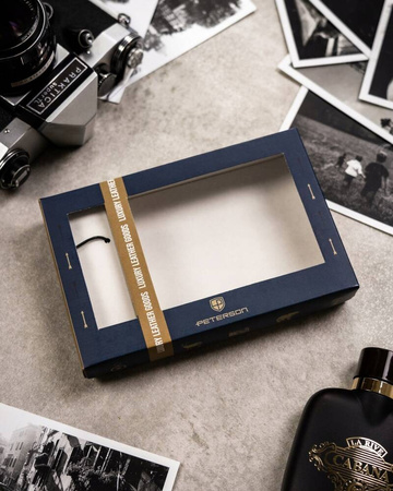 Leather wallet & key ring set PETERSON PTN SET-M-N003L