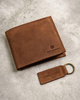 Leather wallet & key ring gift set PETERSON PTN SET-M-N994-CHM