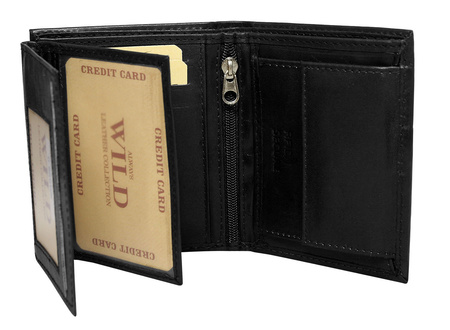 Men's leather wallet N0036-P-SCR Black