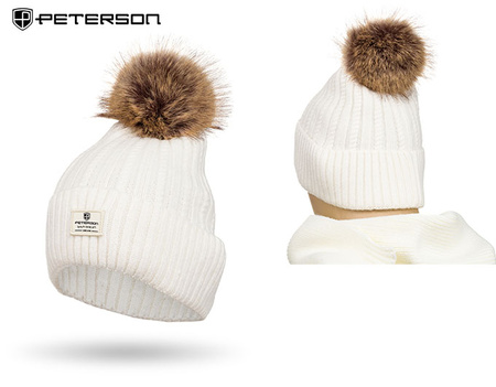 Ciepła czapka damska z domieszką angory PETERSON PTN HAT-07 White