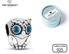 Sterling silver owl-shaped charm adorned with cubic zirconia PETERSON CHP-013