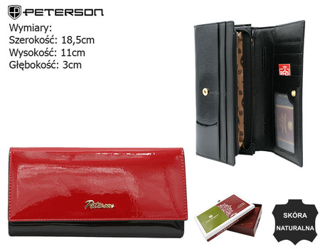 Portfel damski skórzany PTN 1N-409 Black+Red