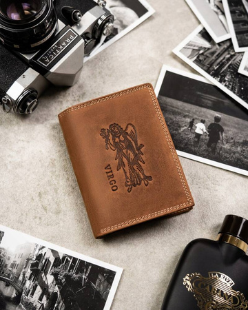 Leather wallet with the Virgo zodiac sign RFID ALWAYS WILD N4-CHM-VIRG