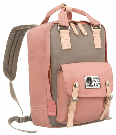 Plecak z poliestru PETERSON PTN 2023-5 Gray+Pink