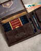 Leather wallet & key ring gift set PETERSON PTN SET-M-N003-CHM Brown