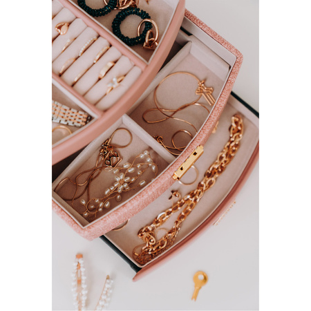 Szkatułka na biżuterię ze skóry ekologicznej Peterson PTN SZK-02 Pink