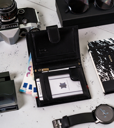 Men's Leather Wallet N62L-RVTP-3067 Black-Red