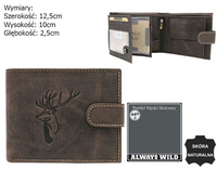 RFID leather wallet with an embossed image of a deer Always Wild N992L-CHM-DEER