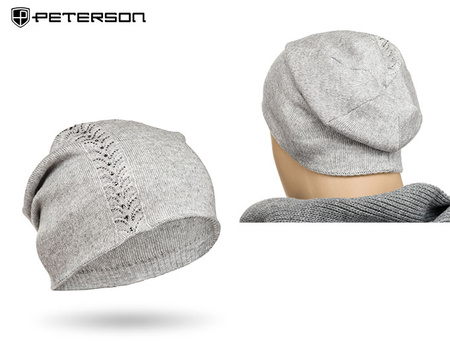 Women's Hat Decorated with Crystals PETERSON PTN HAT-03 Grey