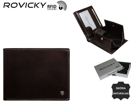 Portfel skórzany RFID ROVICKY N61-RVT D.Brown