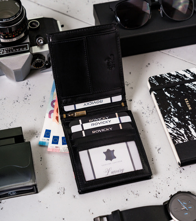 Portfel męski skórzany N01-RVTP-3012 Black-Red