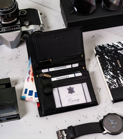 Men's leather wallet PTN N575-VTP-BL-RED