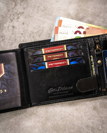 Gift set: leather wallet and keyring PETERSON PTN SET-M-N994-GVT