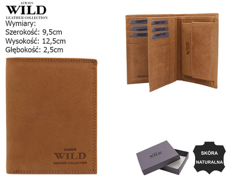 Vertical leather wallet CZ-04-HLF Cognac