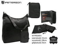 Torba skórzana+portfel PETERSON PTN 6104-DS Black