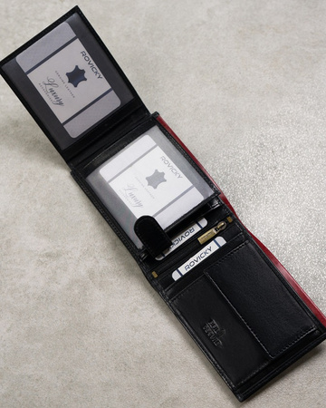 Portfel skórzany RFID ROVICKY N992-RVT Black+Red