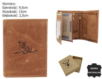 Portfel męski skórzany zdobiony grawerem psa RFID N4-CHM-DOG-1 Cognac