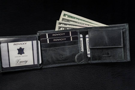 Portfel męski skórzany N0035-CHM Black