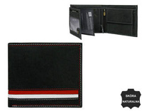 Leather Wallet N992-MHD-L Black-Red-White