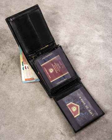 Gift set: leather wallet and keyring PETERSON PTN SET-M-N992-GVT