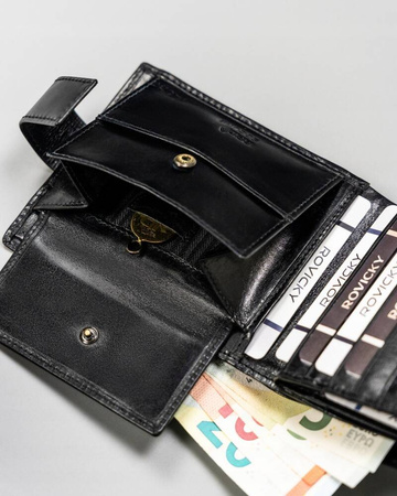 Portfel skórzany RFID ROVICKY 22321L-RVTP BLACK+RED