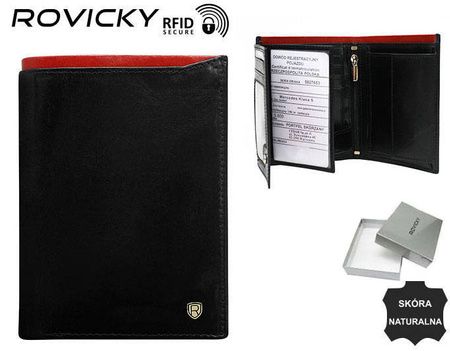 Men's leather wallet N4-RVT-6870 Black+Red