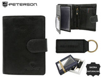 Zestaw preentowy portfel skórzany i brelok PETERSON PTN SET-M-1542L-GVT