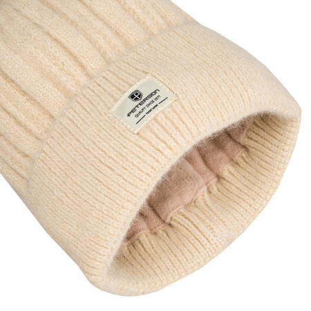 Insulated Women's Hat with Detachable Pom-Pom PETERSON PTN HAT-09 Beige