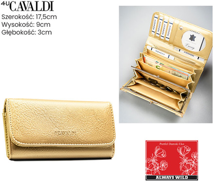Portfel damski PU na blistrze F-PAL1B-BL Gold