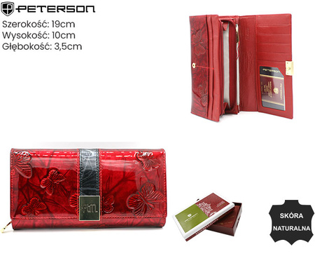 Portfel damski skórzany PTN 42106-NBF Red-Black