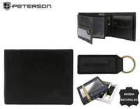 Zestaw prezentowy: portfel skórzany i brelok PETERSON PTN SET-M-1549-GVT