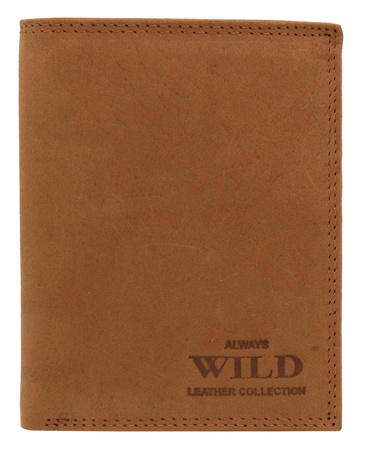 Vertical leather wallet CZ-04-HLF Cognac