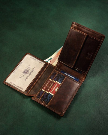 Portfel skórzany RFID PTN WL-1012-COM Cognac