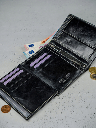 Men's leather wallet N4-BC Black