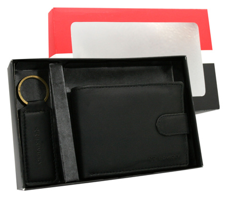 Two-Piece Gift Set: Eco-Leather Men's Wallet and Keychain Rovicky R-SET-M-N003-PUN