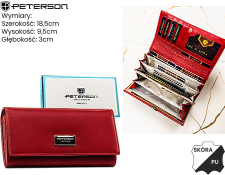 Portfel damski skóra naturalna+PU PTN PS122-HNL Red