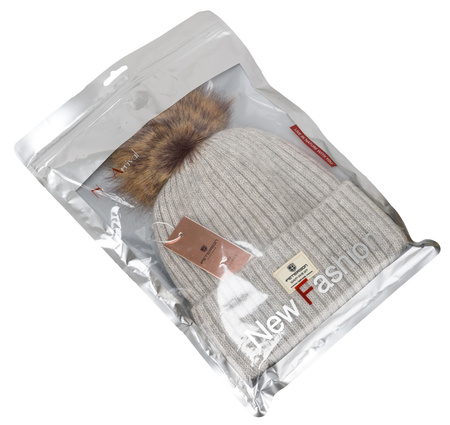 Warm Women's Hat with Angora Blend PETERSON PTN HAT-08 Grey