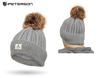 Insulated Women's Hat with Detachable Pom-Pom PETERSON PTN HAT-09 Grey