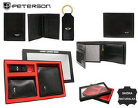 Zestaw prezentowy: skórzany portfel, etui i brelok PETERSON PTN SET3-N992-VT