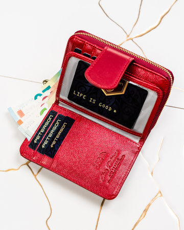 Portfel damski skóra naturalna+PU PTN PS115-HNL Red