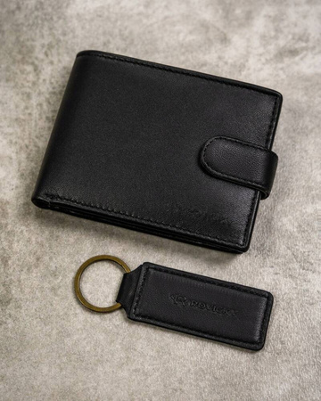 Zestaw prezentowy męski: portfel i brelok ze skóry eko ROVICKY R-SET-M-N003L-PUA