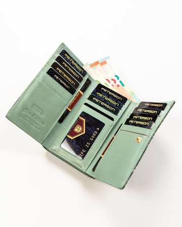 Exotic Pattern Natural Leather Women's Wallet Peterson PTN 42108-SFL Blue