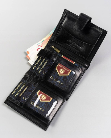 Portfel męski skórzany PTN 22309L-VT-E Black+Red