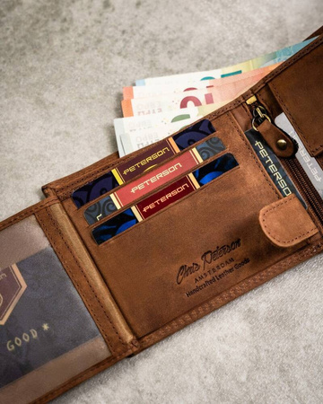 Leather wallet & key ring gift set PETERSON PTN SET-M-N994-CHM
