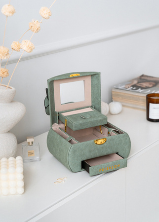 Green Jewelry Box with Flower Decoration Peterson PTN SZK-01